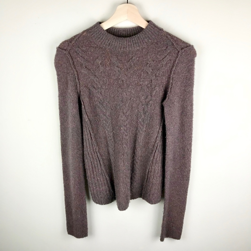 Free People Brown Knit Mock Neck Sweater XS